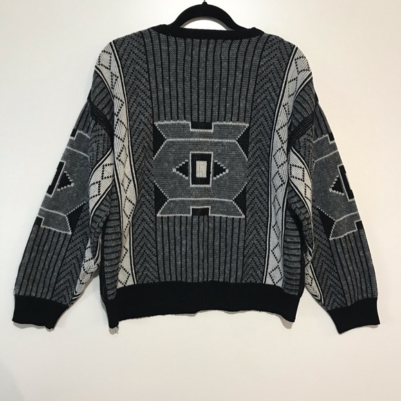 Vintage Chunk Knit 90s  Sweater Black Grey Medium - Picture 5 of 5